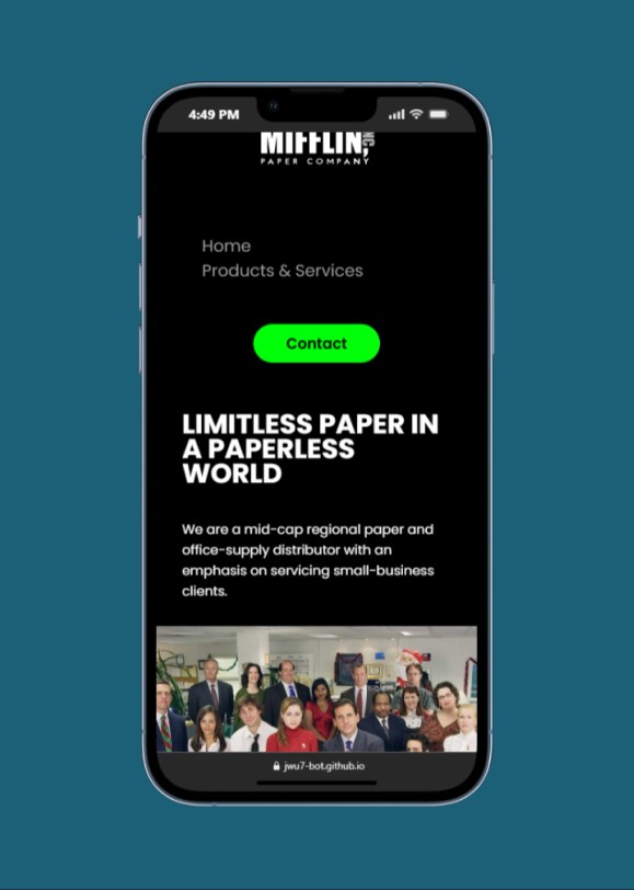 Screenshot of the Dunder Mifflin website project